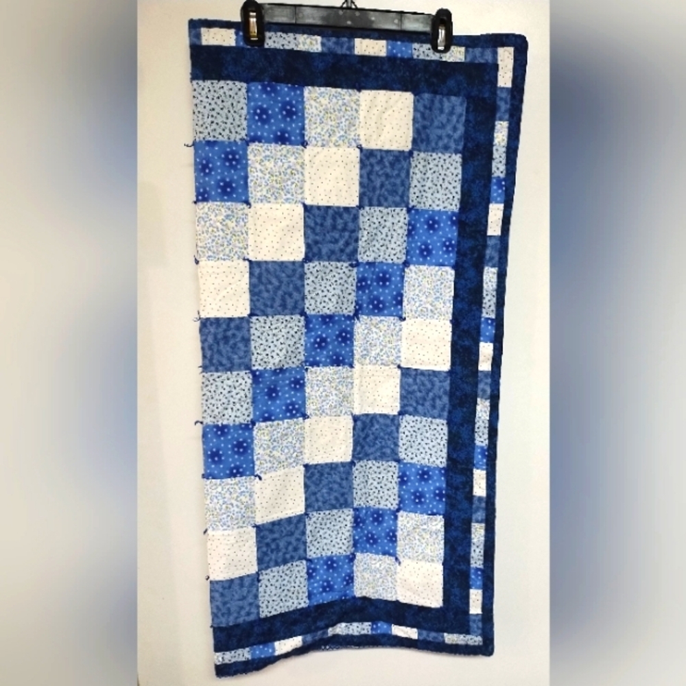 Vintage quilt 38 by 38 inches blue mix